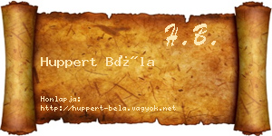 Huppert Béla névjegykártya